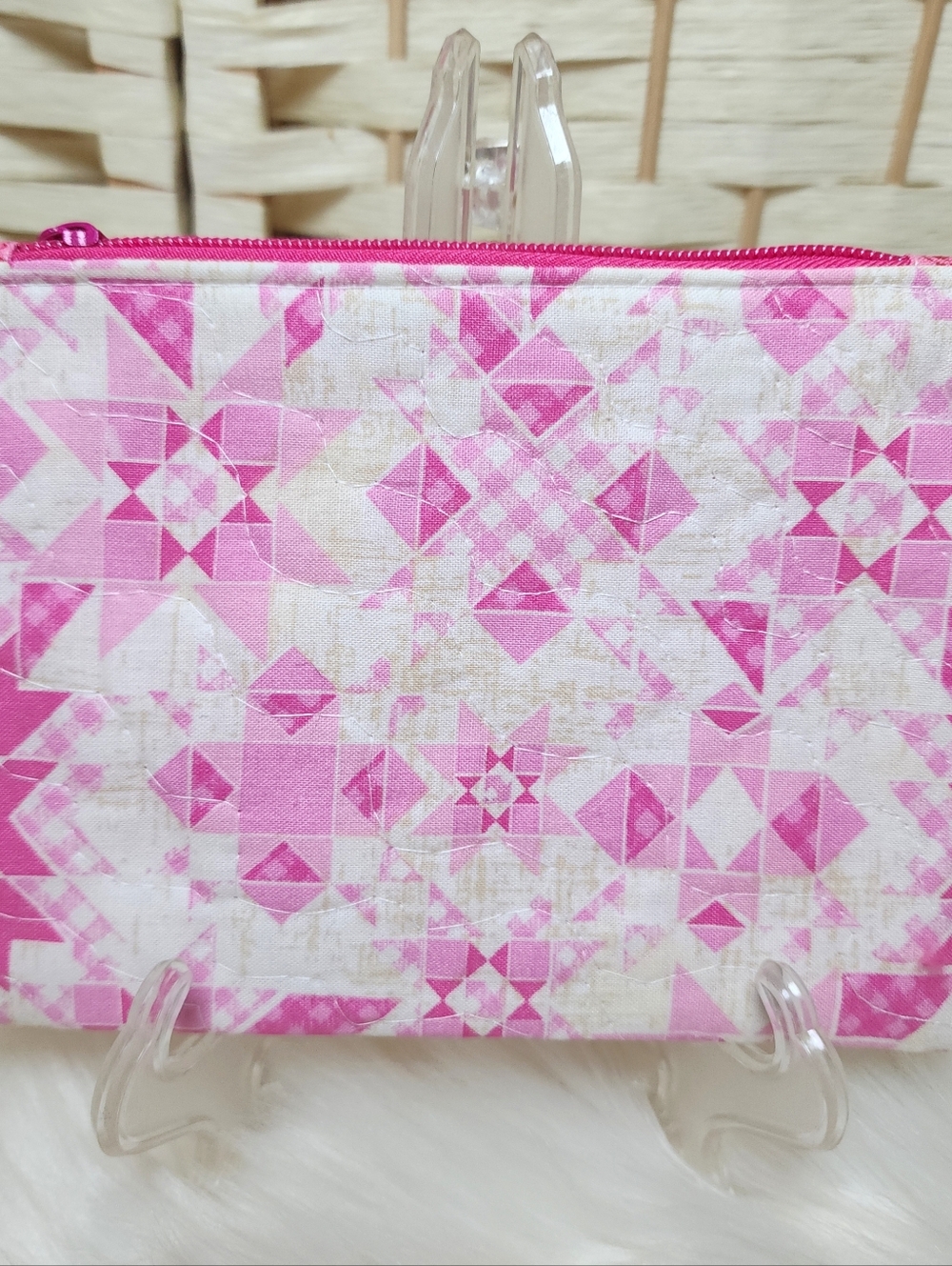 Handmade Quilted Zipper Pouch 100% Cotton Fully Lined